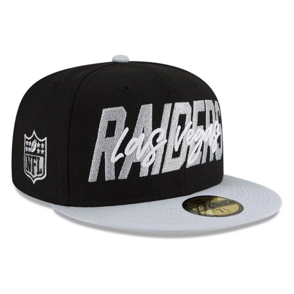 New Era LAS VEGAS RAIDERS 2022 NFL Draft 59FIFTY Fitted Hat Men's Cap Black